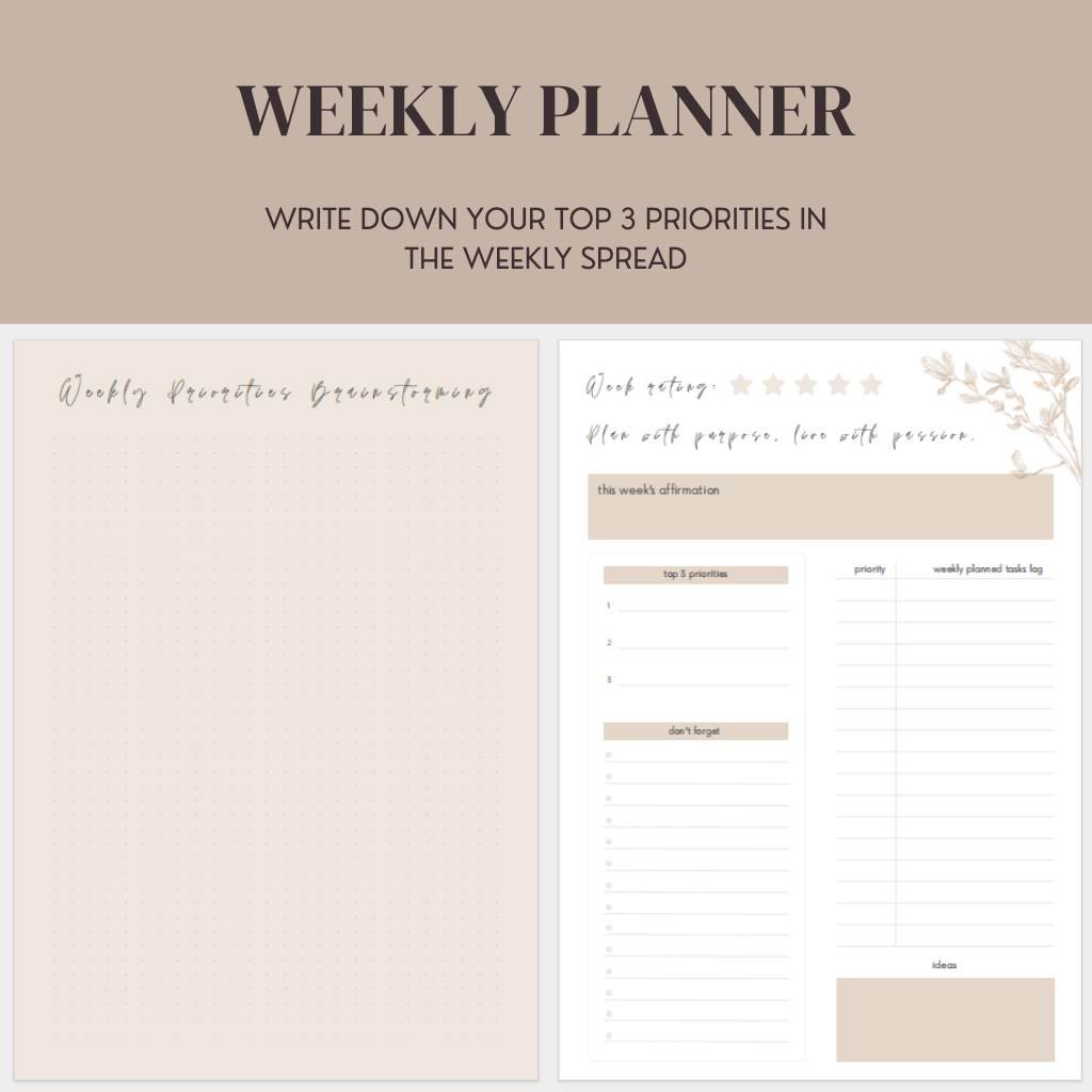 16-page Undated Weekly Planner (Floral Vibes Design) - Nina's Planners