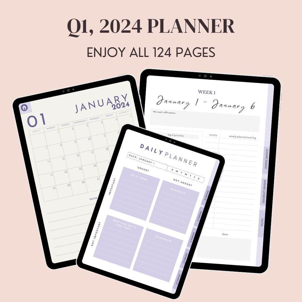 Digital Planner 2024 - Q1 Edition | 124 Pages | Hyperlinked - Nina's Planners