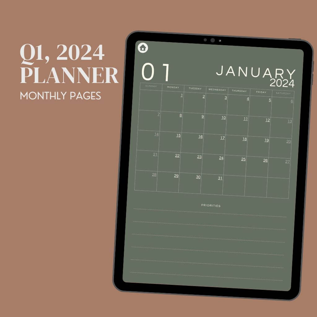 Digital Planner 2024 - Q1 Edition | Jungle Minimalist Vibes | Hyperlinked - Nina's Planners